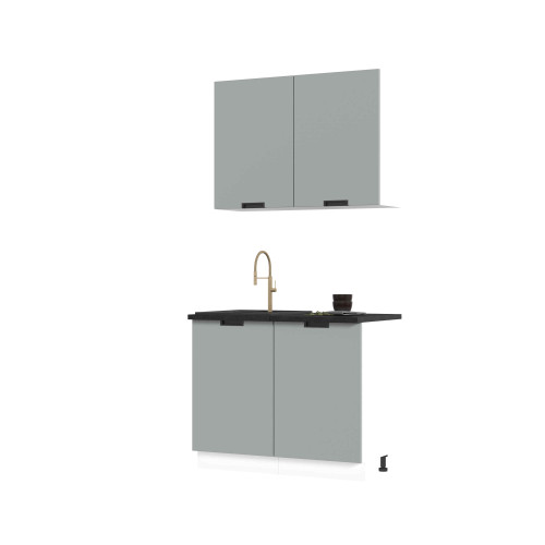 Кухня Сахара 1 м белый/холст грей (столешница кастилло темный)