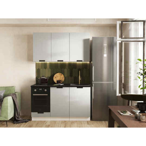 Кухня Сахара 1,4 м белый/холст грей (столешница кастилло темный)