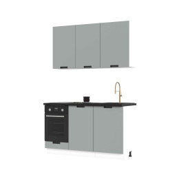 Кухня Сахара 1,4 м белый/холст грей (столешница кастилло темный)