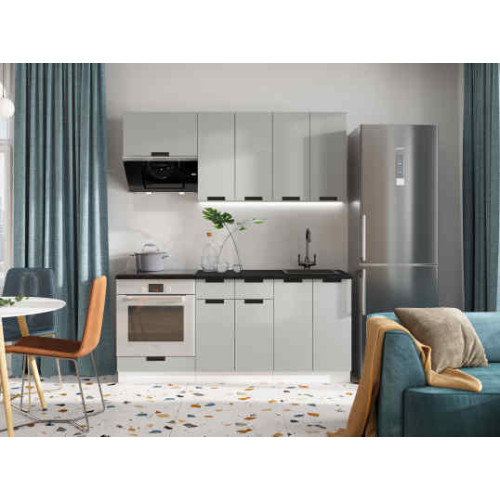 Кухня Сахара 1,8 м белый/холст грей (столешница кастилло темный)