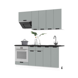 Кухня Сахара 1,8 м белый/холст грей (столешница кастилло темный)
