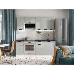 Кухня Сахара 2 м белый/холст грей (столешница кастилло темный)