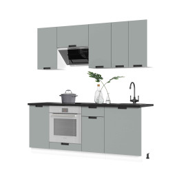 Кухня Сахара 2 м белый/холст грей (столешница кастилло темный)