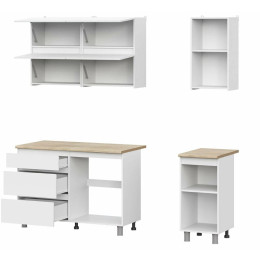 Кухонный гарнитур "Токио" 1,6м Белый текстурный/Дуб Сонома