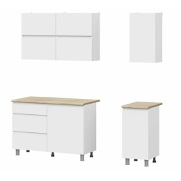 Кухонный гарнитур "Токио" 1,6м Белый текстурный/Дуб Сонома