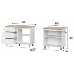 Кухонный гарнитур "Токио" 2,0м Белый текстурный/Дуб Сонома