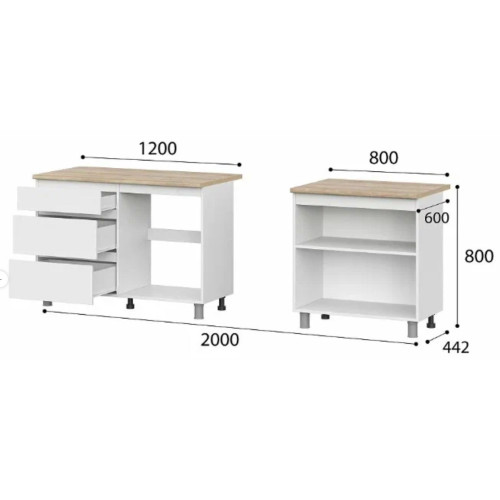 Кухонный гарнитур Токио 2,0м Белый текстурный/Дуб Сонома