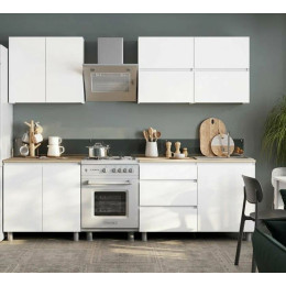 Кухонный гарнитур "Токио" 2,0м Белый текстурный/Дуб Сонома