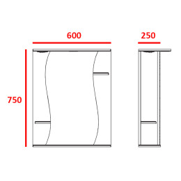 Зеркало-шкаф "Лилия" 60 см полочки по бокам, свет, выкл., розетка