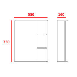 Зеркало-шкаф "Керса 01" 55 см зеркало слева