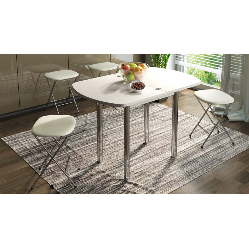 Стол обеденный с хромированными ножками «Лион (мини)» - СМ-204.01.2