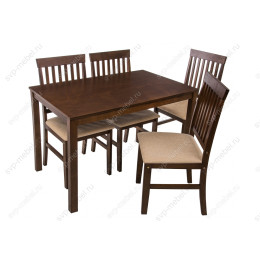 Обеденная группа Luar (стол и 4 стула) espresso / cream