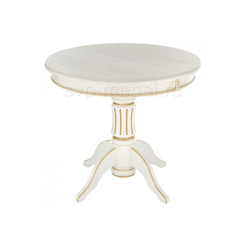 Стол деревянный Павия молочный с золотой патиной