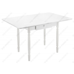 Стол деревянный Брентон с ящиком белый глянец