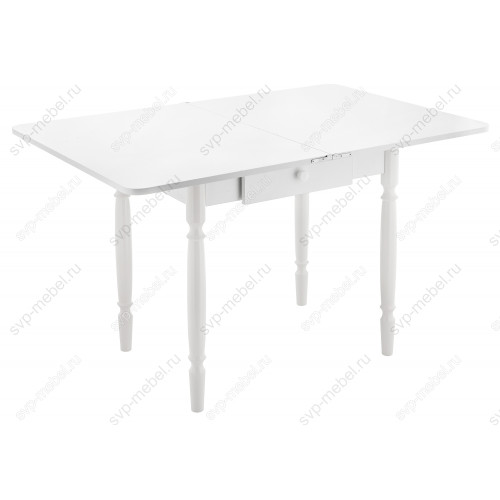 Стол деревянный Брентон с ящиком белый глянец
