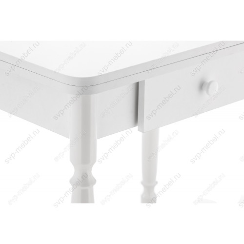 Стол деревянный Брентон с ящиком белый глянец