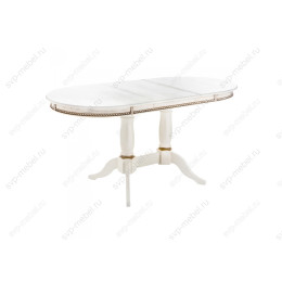 Стол деревянный Кантри 120 молочный с золотой патиной