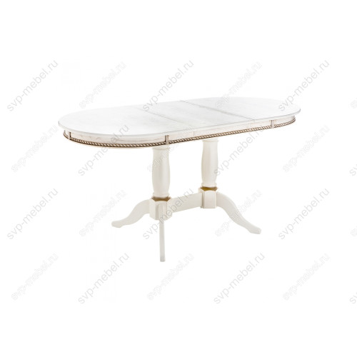 Стол деревянный Кантри 120 молочный с золотой патиной