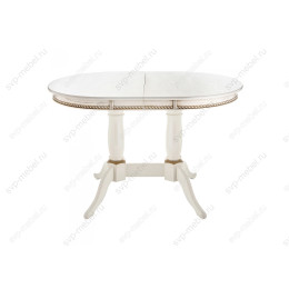 Стол деревянный Кантри 120 молочный с золотой патиной