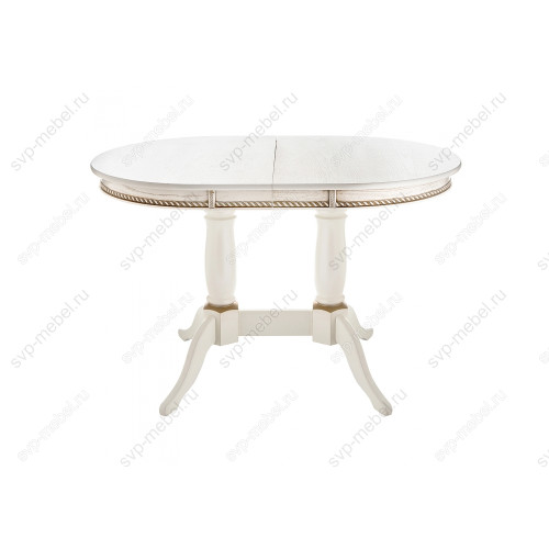 Стол деревянный Кантри 120 молочный с золотой патиной
