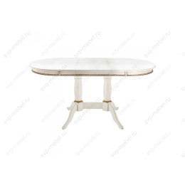 Стол деревянный Кантри 120 молочный с золотой патиной