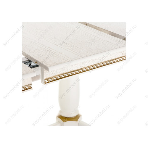 Стол деревянный Кантри 120 молочный с золотой патиной