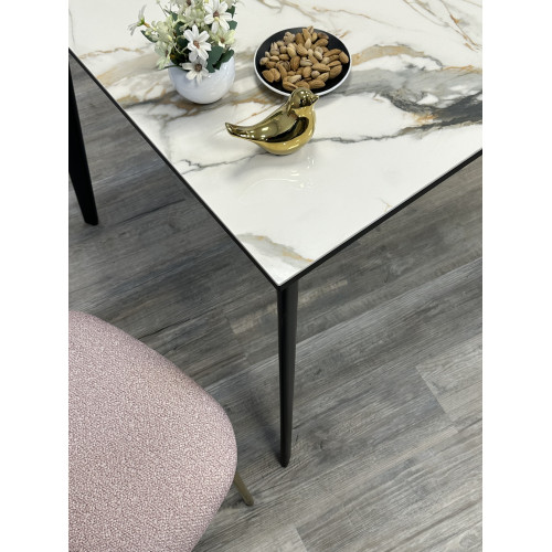 Стол обеденный KR1200 черный/керамика мрамор золотой глянец
