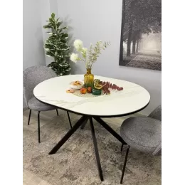Стол обеденный DO1200, черный/керамика TOP ALPINE WHITE арт.170118