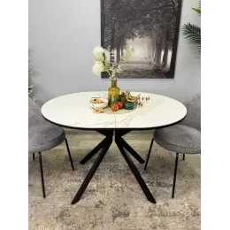 Стол обеденный DO1200, черный/керамика TOP ALPINE WHITE арт.170118