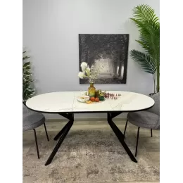 Стол обеденный DO1200, черный/керамика TOP ALPINE WHITE арт.170118