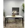 Стол обеденный KR1400 черный/керамика мрамор белый глянец