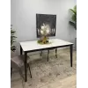 Стол обеденный KR1400 черный/керамика мрамор белый глянец