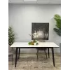 Стол обеденный KR1400 черный/керамика мрамор белый глянец