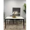 Стол обеденный KR1400 черный/керамика мрамор белый глянец