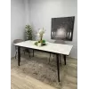Стол обеденный KR1400 черный/керамика мрамор белый глянец