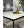 Стол обеденный KR1400 черный/керамика мрамор белый глянец