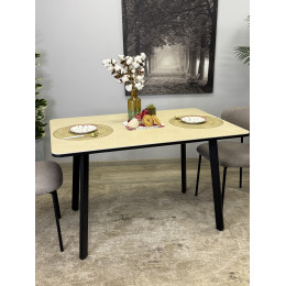 Стол обеденный AK1200, черный/керамика OKARA LIGHT YELLOW арт.170185
