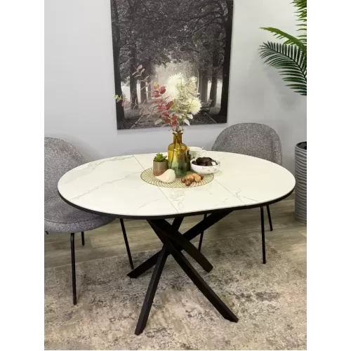 Стол обеденный R900, черный/керамика TOP ALPINE WHITE арт.170118