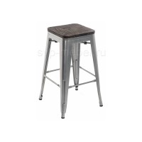 Барный стул Tolix Bar wood CColl T-2103B-26 alum / brown walnut